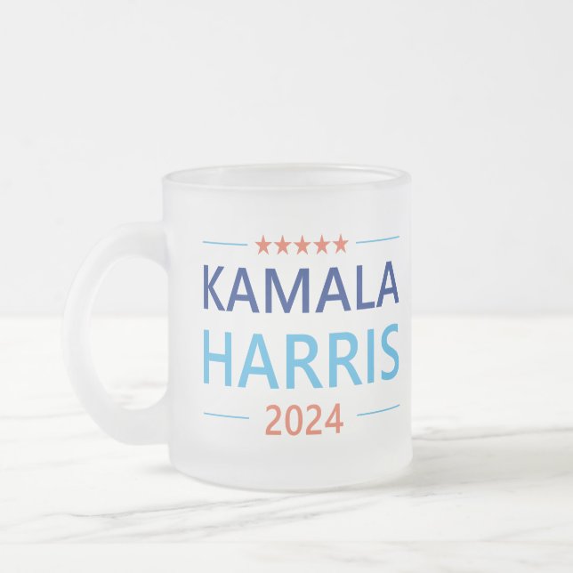 Caneca De Café Vidro Jateado Kamala Harris 2024 para o Presidente (Esquerda)