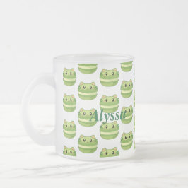 Caneca De Café Vidro Jateado Kitty Cat Matcha Macaron