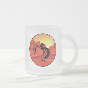 Caneca De Café Vidro Jateado Kokopelli Southwest Sunset Mugs