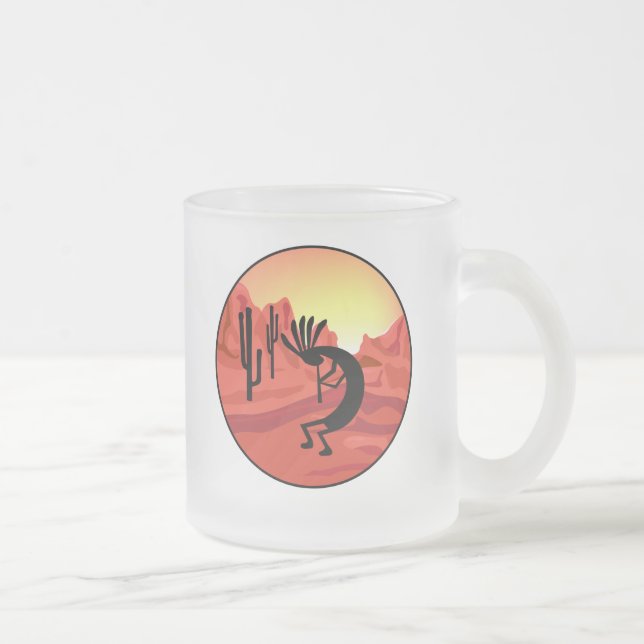 Caneca De Café Vidro Jateado Kokopelli Southwest Sunset Mugs (Direita)