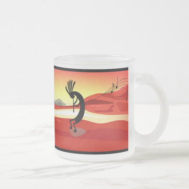 Caneca De Café Vidro Jateado Kokopelli Sunset Mug (Direita)