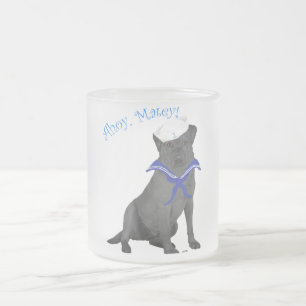 Caneca De Café Vidro Jateado Labrador Retriever Preto Marinheiro