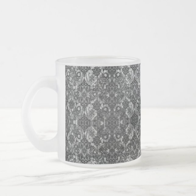 Caneca De Café Vidro Jateado Lacework Fosco Glass Mug (Esquerda)