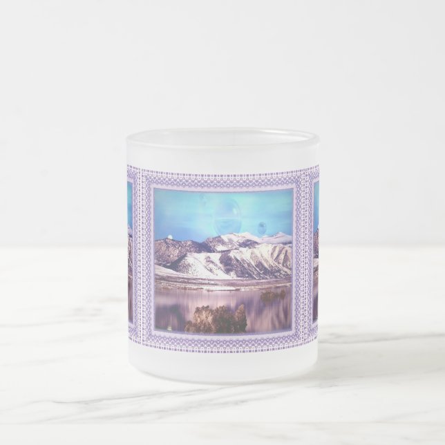Caneca De Café Vidro Jateado Lago Montanha (Centro)