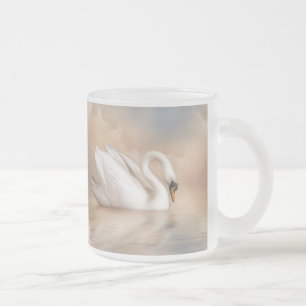Caneca De Café Vidro Jateado Lago swan