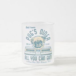 Caneca De Café Vidro Jateado Lâmpadas Retro de 50 de Jantar Pug's