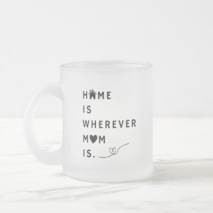 Caneca De Café Vidro Jateado Lar é Onde a Mamãe Está – Presente Para a Mamãe