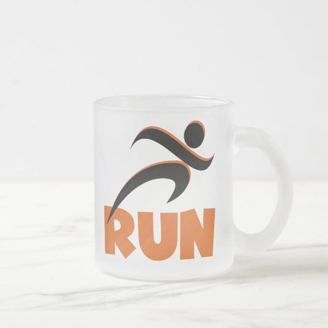 Caneca De Café Vidro Jateado Laranja de RUN (Direita)