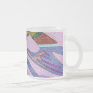 Caneca De Café Vidro Jateado "Lavanda" Arte Abstrato