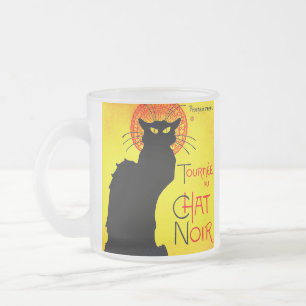 Caneca De Café Vidro Jateado Le Chat Noir Vintage