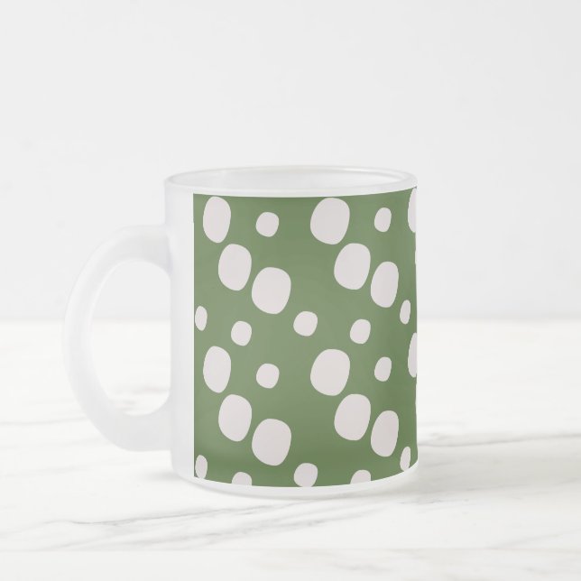 Caneca De Café Vidro Jateado Leafy Green Pink Pontos (Esquerda)