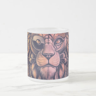 Caneca De Café Vidro Jateado Leão Russo de Gradação de Cor Steampunk