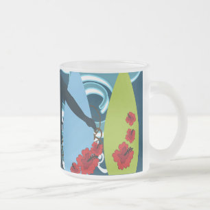Caneca De Café Vidro Jateado Legal Surfer Duo Surfing Beach Ocean Design
