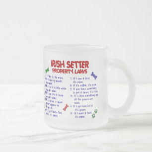Caneca De Café Vidro Jateado Leis 2 da propriedade do SETTER IRLANDÊS