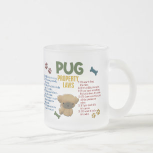 Caneca De Café Vidro Jateado Leis 4 da propriedade do Pug