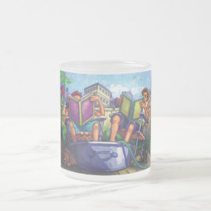 Caneca De Café Vidro Jateado Leitura de Verão