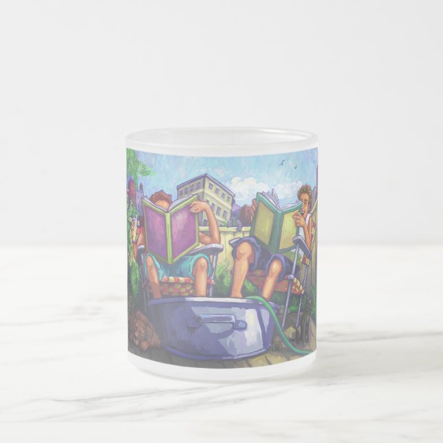 Caneca De Café Vidro Jateado Leitura de Verão (Centro)