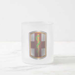 Caneca De Café Vidro Jateado Lembrança da 1ª Brigada Médica
