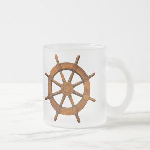 Caneca De Café Vidro Jateado Leme de madeira dos navios