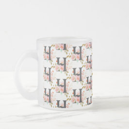 Caneca De Café Vidro Jateado Letra H