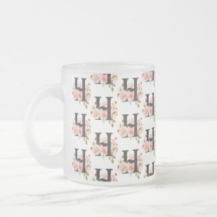 Caneca De Café Vidro Jateado Letra H