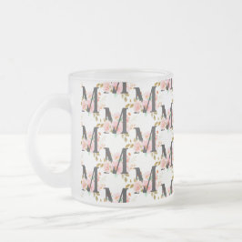 Caneca De Café Vidro Jateado Letra M