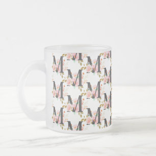 Caneca De Café Vidro Jateado Letra M