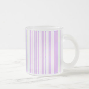 Caneca De Café Vidro Jateado Lilac, púrpura e tiras doces brancas