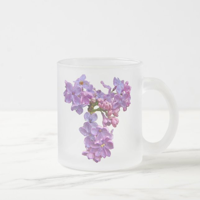 Caneca De Café Vidro Jateado Lilases em Springtime (Direita)