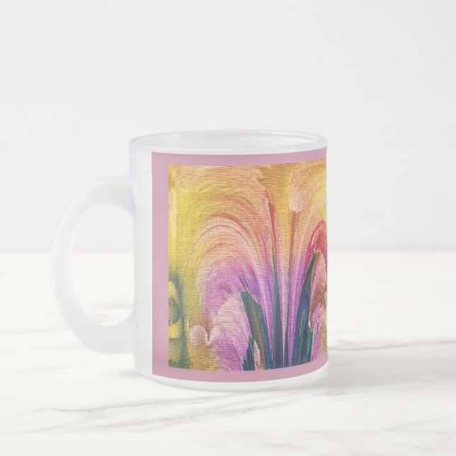 Caneca De Café Vidro Jateado Lily Abstrato Burgundy Lily Sofeted - Enhanced (Esquerda)