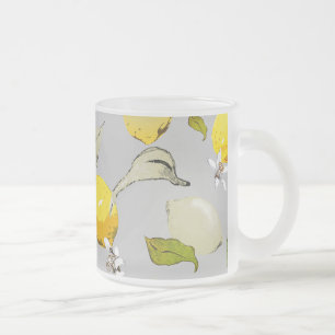 Caneca De Café Vidro Jateado Limões de aquarela 18