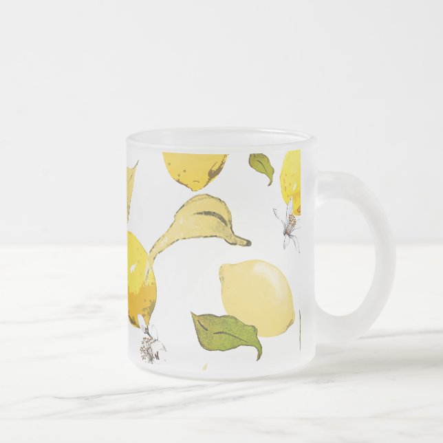 Caneca De Café Vidro Jateado Limões de aquarelas 17 (Direita)