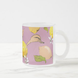 Caneca De Café Vidro Jateado Limões de aquarelas 24