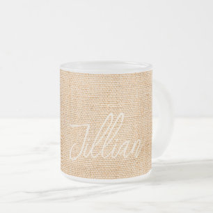 Caneca De Café Vidro Jateado Linen Tecido Soft Terracotta NAME Chic Minimalista
