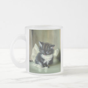 Caneca De Café Vidro Jateado Língua Vintage de Cristóvão Preto e Branco