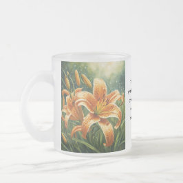 Caneca De Café Vidro Jateado Lírio Tigre