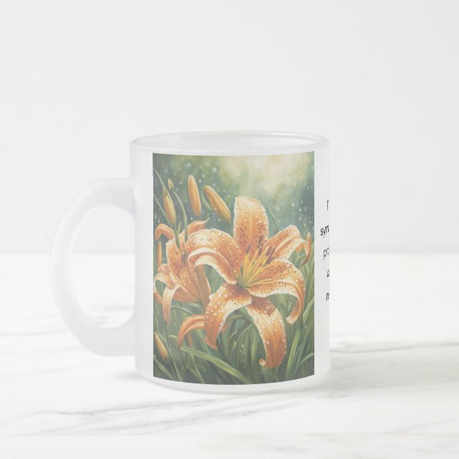 Caneca De Café Vidro Jateado Lírio Tigre (Esquerda)