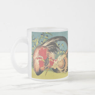 Caneca De Café Vidro Jateado Lista De Belas Artes Da Família Rooster