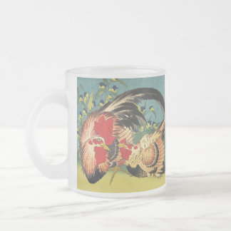 Caneca De Café Vidro Jateado Lista De Belas Artes Da Família Rooster