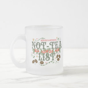 Caneca De Café Vidro Jateado Lista Oficial de Não-Chá do Papai Noel Natal Conge