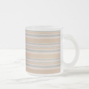 Caneca De Café Vidro Jateado Listras beges