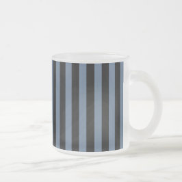 Caneca De Café Vidro Jateado Listras cinza azul e preto