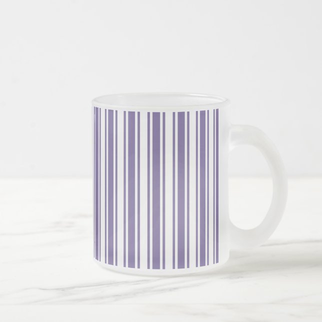 Caneca De Café Vidro Jateado Listras de doces ultra-violetas e brancas (Direita)