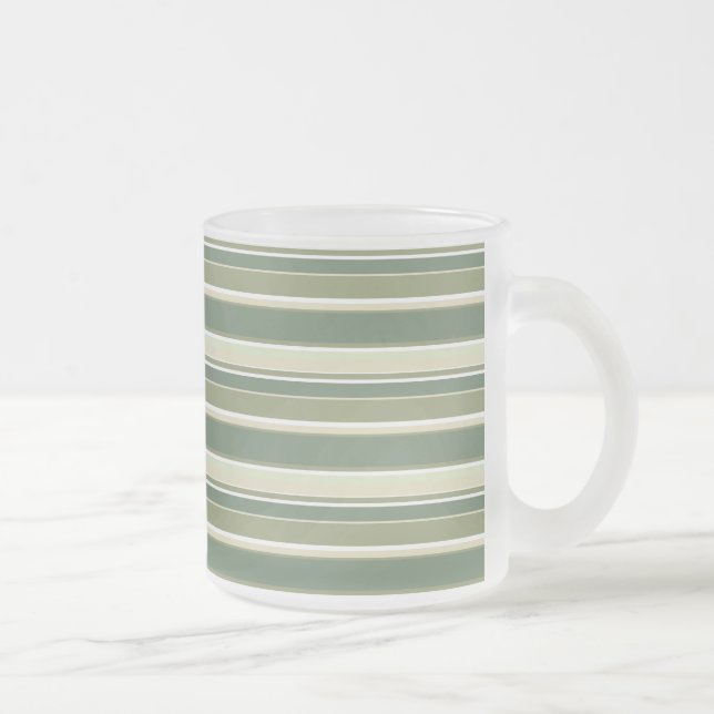 Caneca De Café Vidro Jateado listras de verde-oliva (Direita)