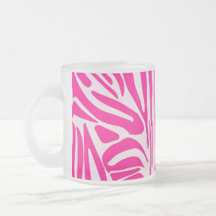 Caneca De Café Vidro Jateado Listras de zebra rosa