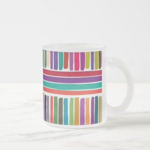 Caneca De Café Vidro Jateado listras modeladas coloridas