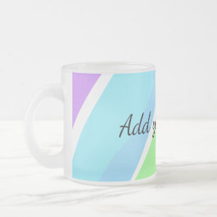 Caneca De Café Vidro Jateado Listras rosa azul verde adicionar nome mensagem de