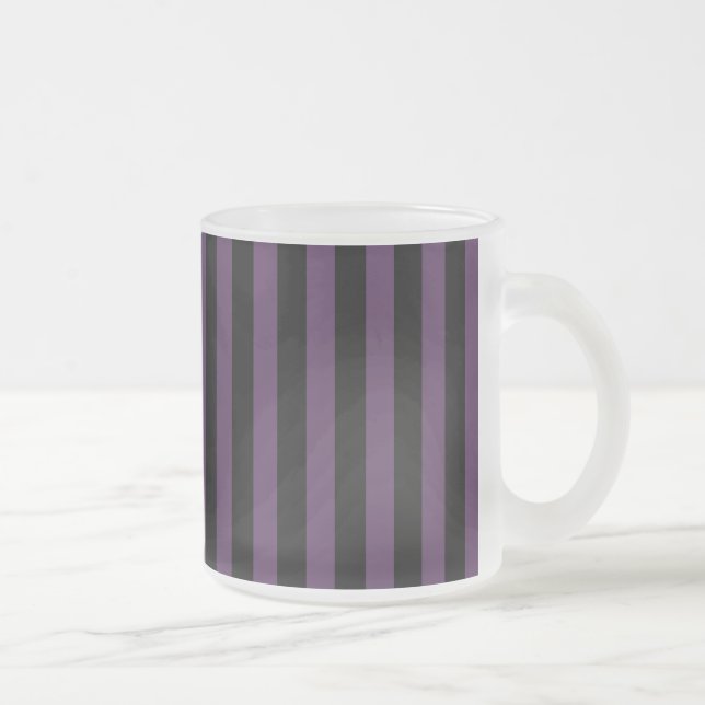 Caneca De Café Vidro Jateado Listras roxas escuras e pretas (Direita)