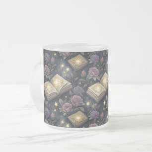 Caneca De Café Vidro Jateado Livros Mágicos