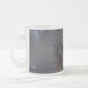 Caneca De Café Vidro Jateado Lobo negro